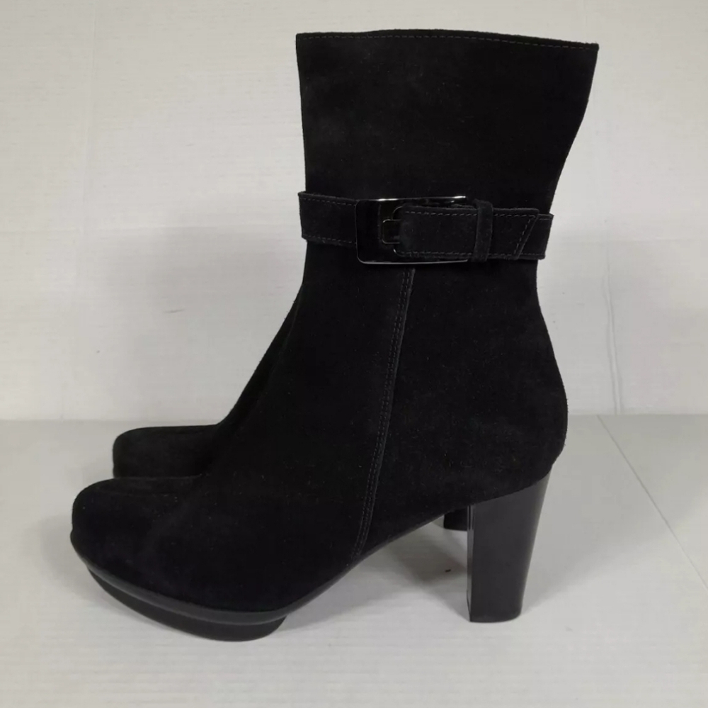 LA CANADIENNE Beverley WATERPROOF SUEDE MID CALF PLATFORM‎ BOOTS SZ 11 BLACK
